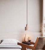 Travertine Cylinder Pendant Light – Natural Stone Hanging Lamp for Modern Interiors