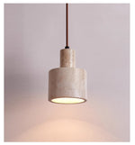 Travertine Cylinder Pendant Light – Natural Stone Hanging Lamp for Modern Interiors
