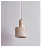 Travertine Cylinder Pendant Light – Natural Stone Hanging Lamp for Modern Interiors