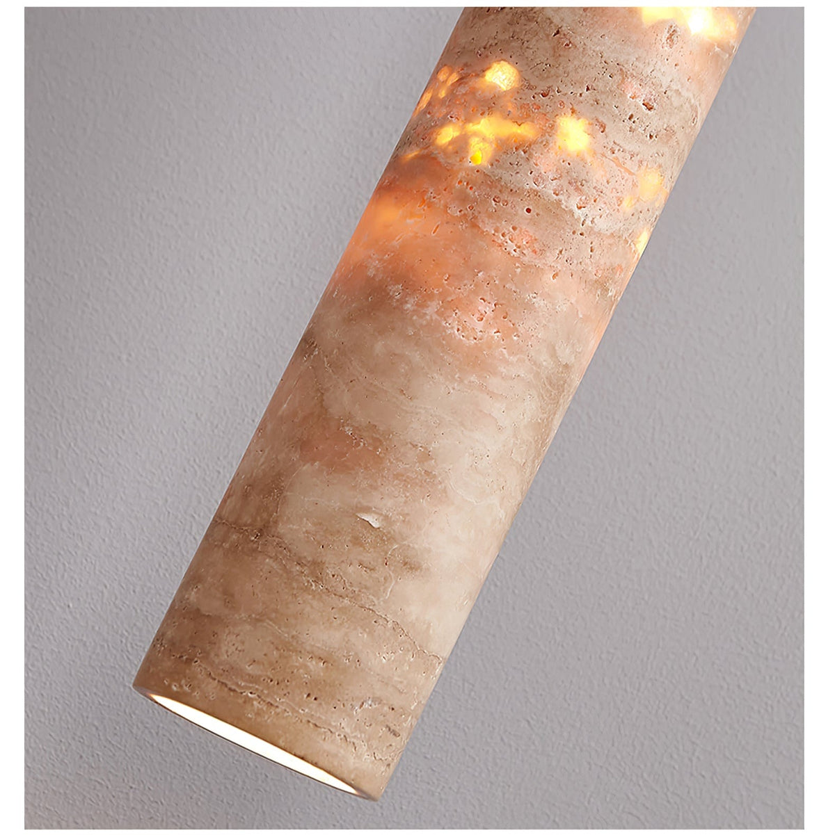 Travertine Cylinder Pendant Light in Warm Stone for Modern Interiors