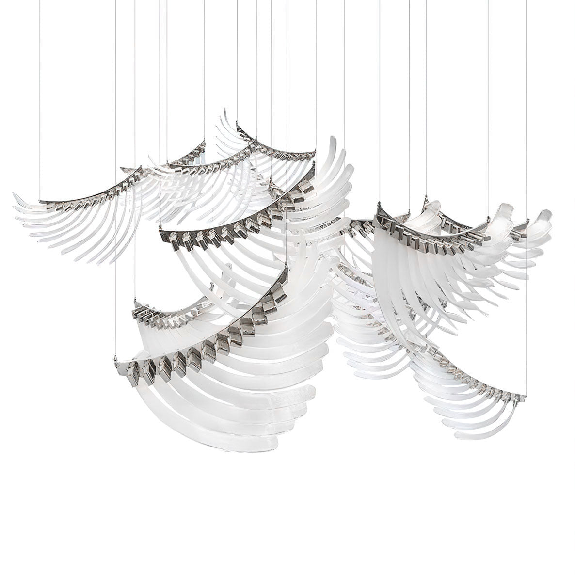 Feather Wing LED Chandelier – Hand-Blown Glass Pendant for Modern Interiors