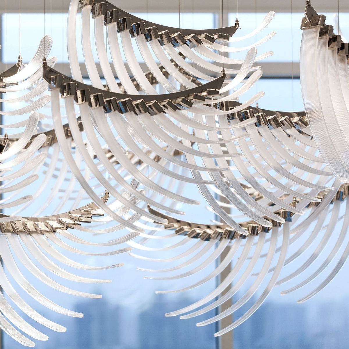 Feather Wing LED Chandelier – Hand-Blown Glass Pendant for Modern Interiors