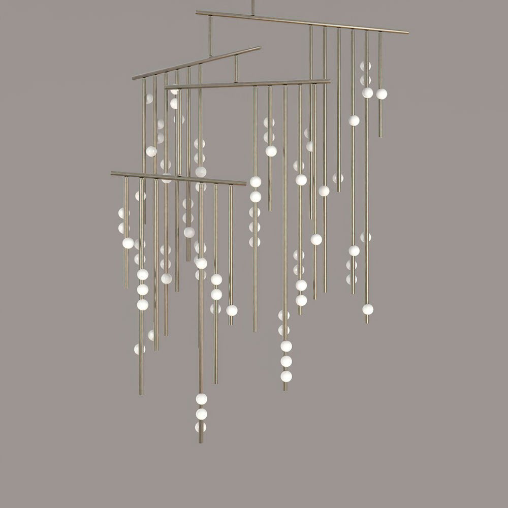 Brass Glass Drop Candelabrum Chandelier