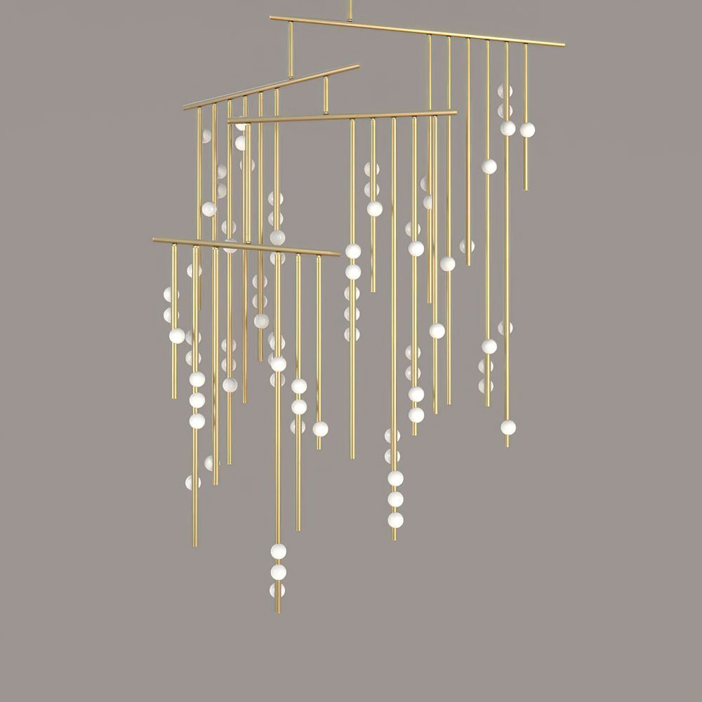 Brass Glass Drop Candelabrum Chandelier