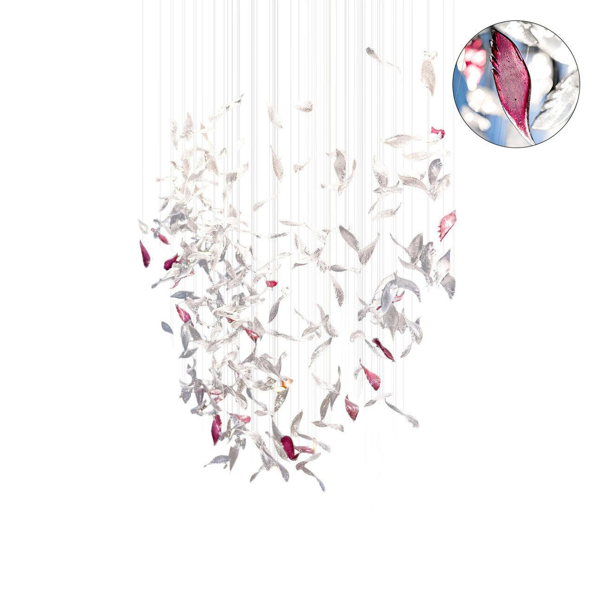 diy-flying-glass-feather-chandelier