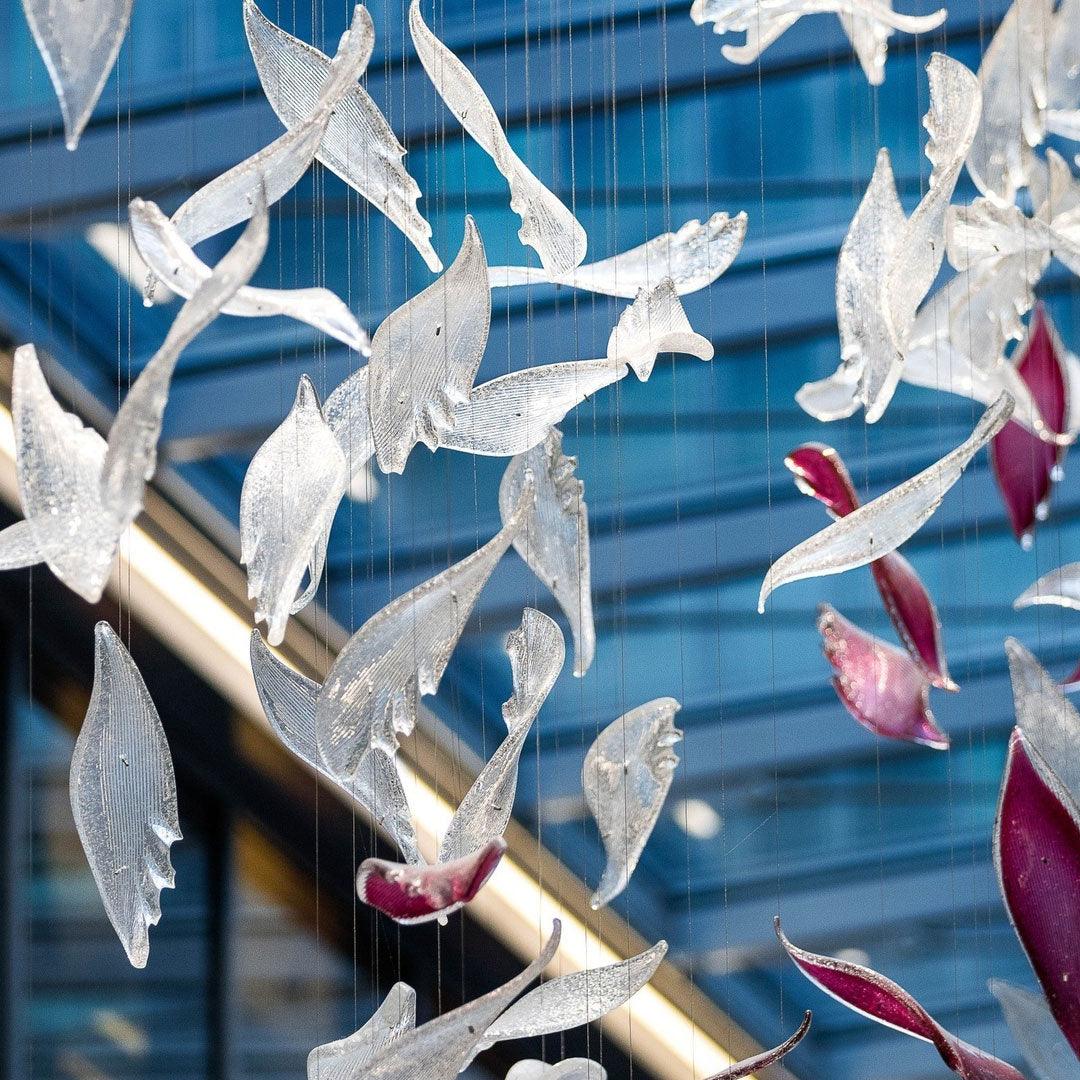 diy-flying-glass-feather-chandelier