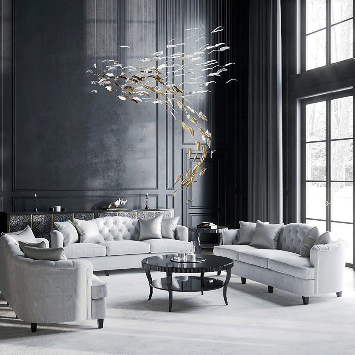 diy-glass-feathers-chandelier