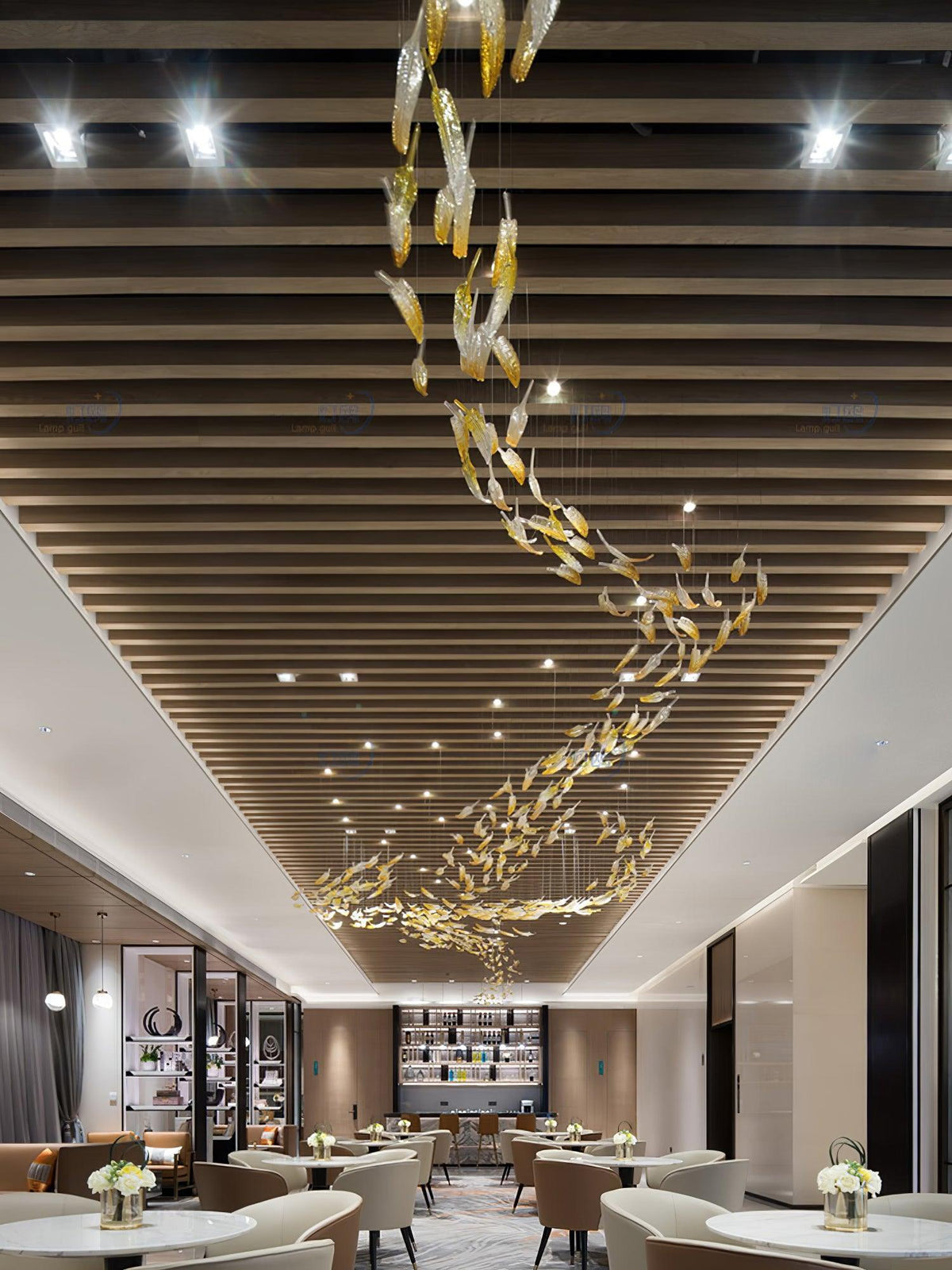diy-glass-feathers-chandelier