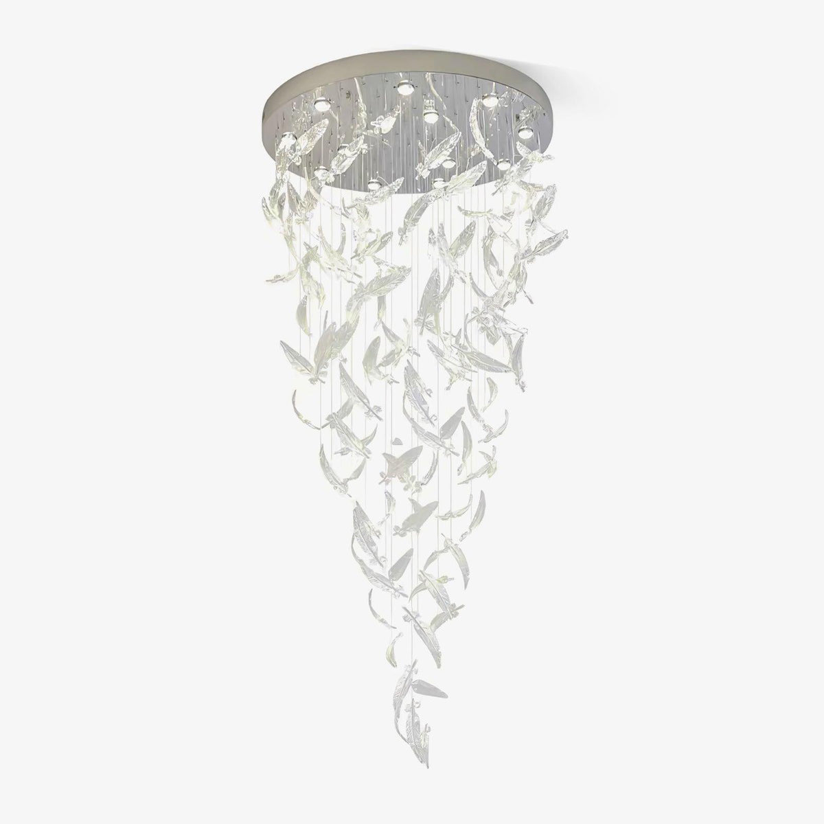 diy-glass-feathers-chandelier