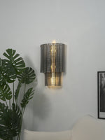 Marlowe Wall Sconce in Smoke Grey Glass and Gold Metal