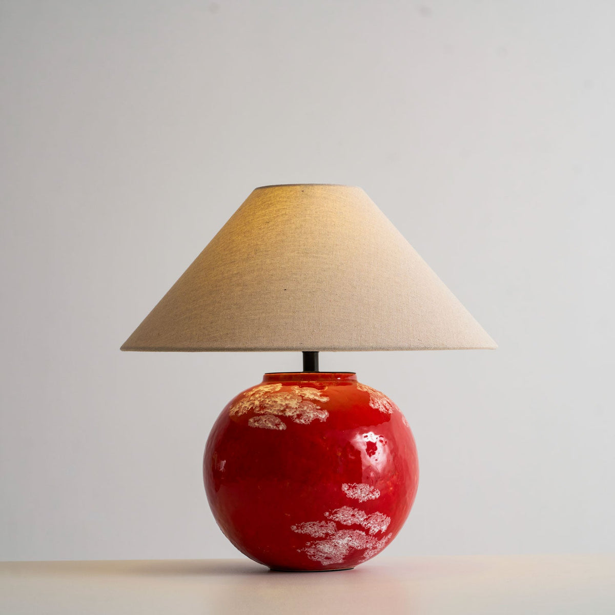 Emberveil Ceramic Table Lamp with Fabric Shade for Bedroom and Living Room