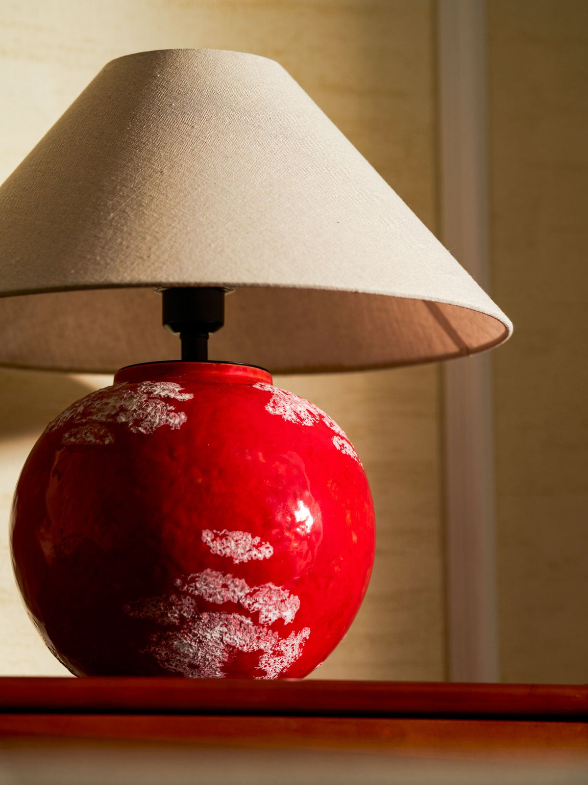 Emberveil Ceramic Table Lamp with Fabric Shade for Bedroom and Living Room