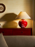 Emberveil Ceramic Table Lamp with Fabric Shade for Bedroom and Living Room