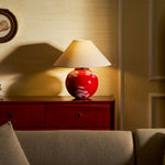 Emberveil Ceramic Table Lamp with Fabric Shade for Bedroom and Living Room