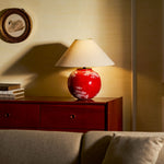 Emberveil Ceramic Table Lamp with Fabric Shade for Bedroom and Living Room
