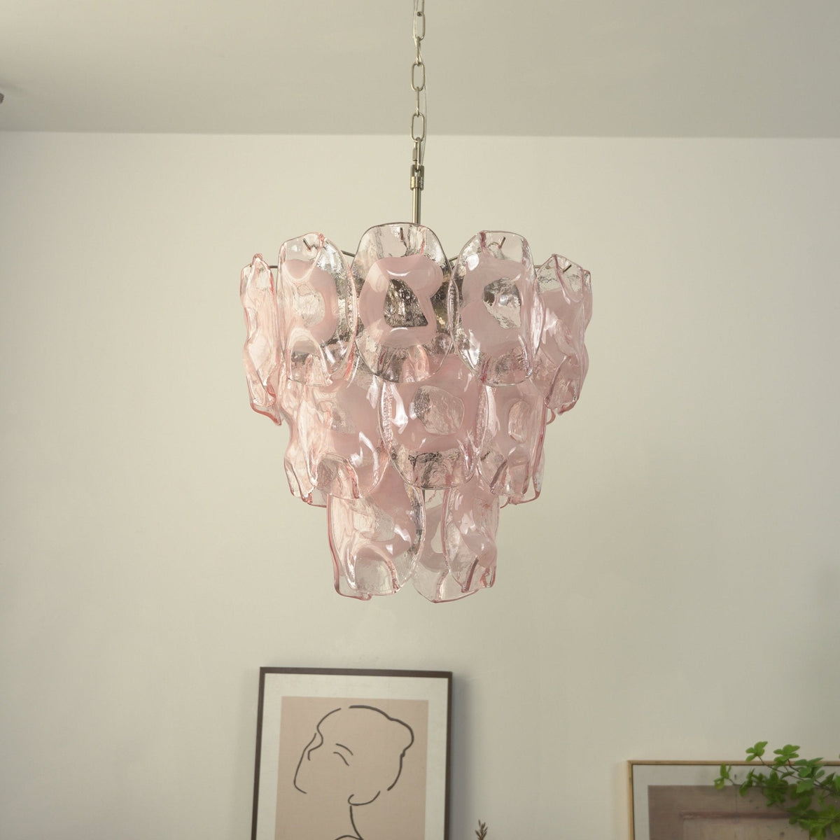 Frostelle Glass Chandelier – Hand-Cast Murano Style Pendant for Dining & Living Rooms