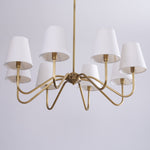 Opaluxe Brass Chandelier – Six-Light Designer Ceiling Light with Fabric Shades