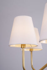 Opaluxe Brass Chandelier – Six-Light Designer Ceiling Light with Fabric Shades