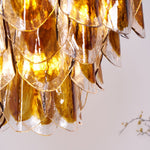 Solviva Glass Chandelier – Modern Amber Leaf Pendant Light