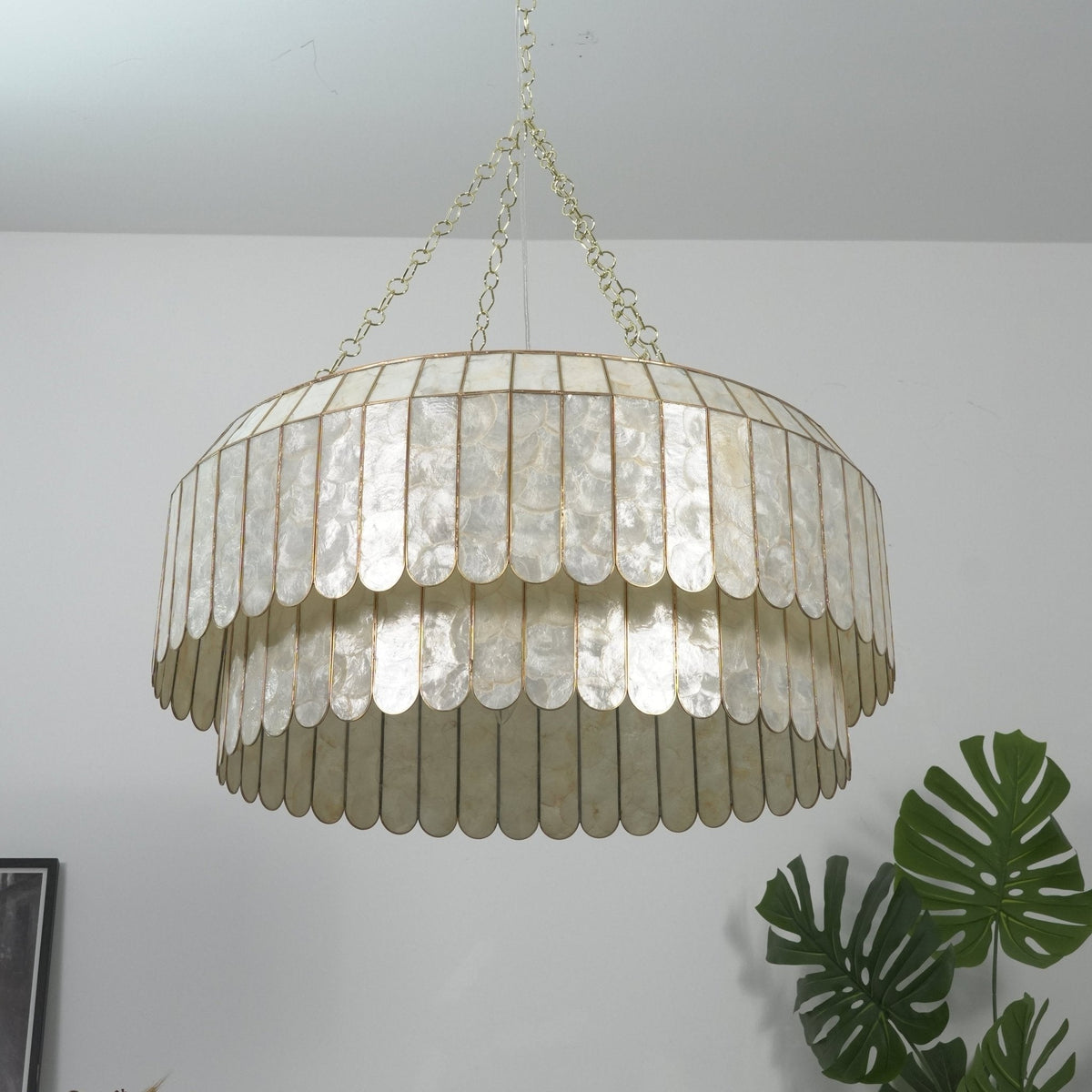 Capiz Aurelia Chandelier – Natural Shell Pendant Light for Dining & Living Spaces