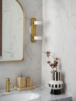 Traviso Trio Wall Sconce in Travertine and Matte Black for Bathroom Vanity