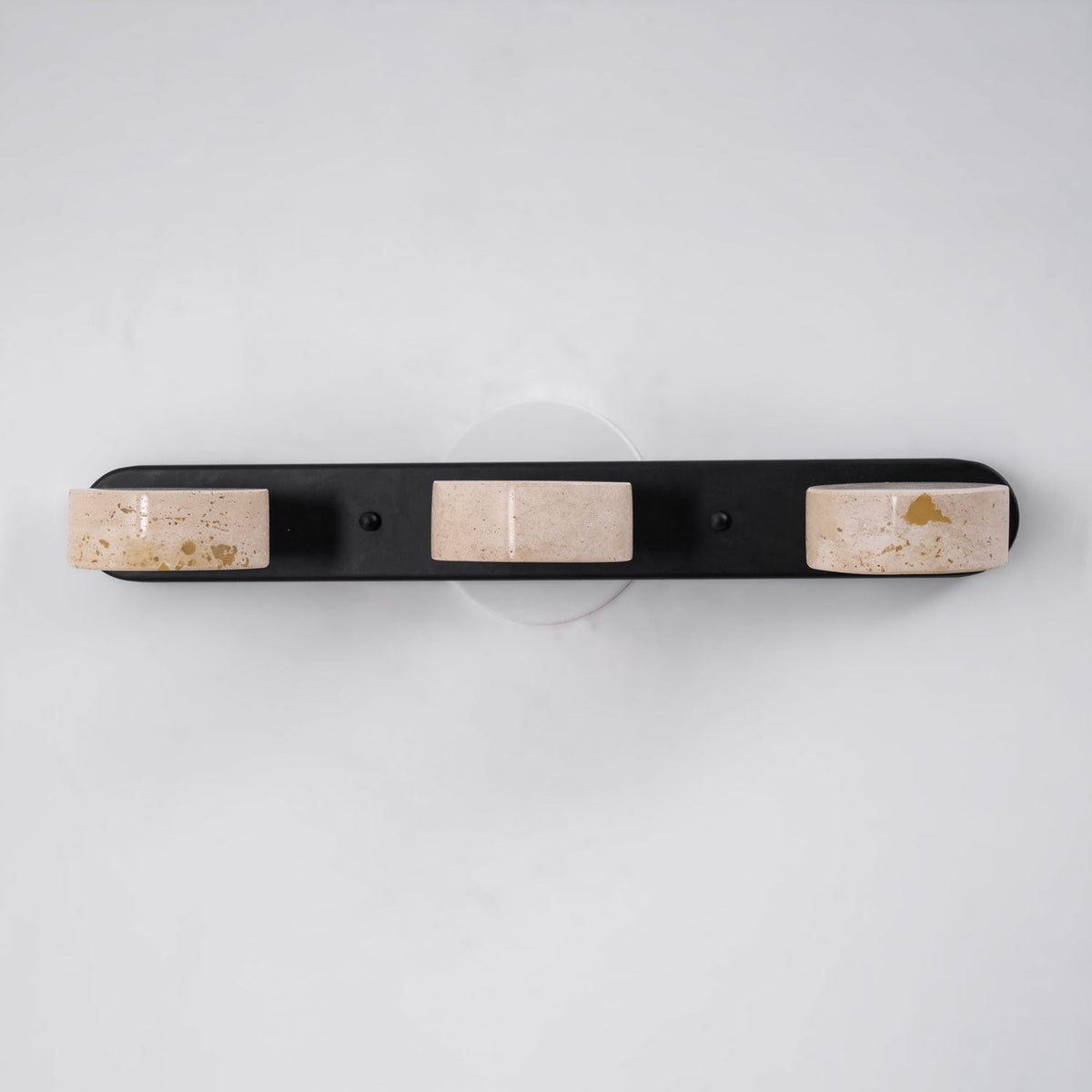 Traviso Trio Wall Sconce in Travertine and Matte Black for Bathroom Vanity