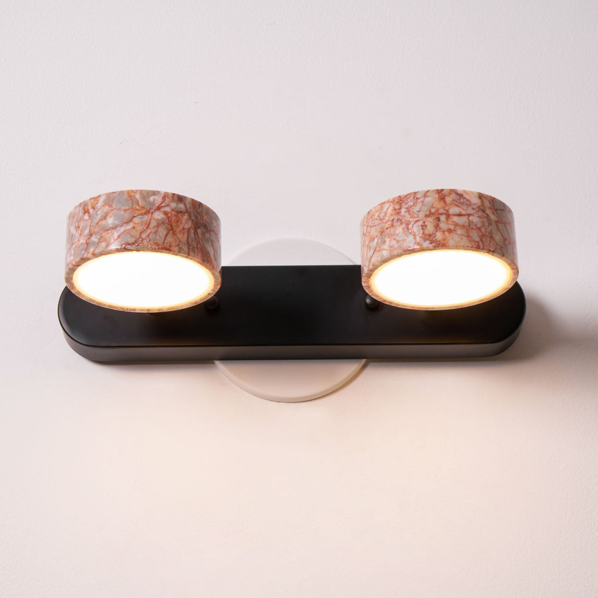 Traviso Trio Wall Sconce in Travertine and Matte Black for Bathroom Vanity