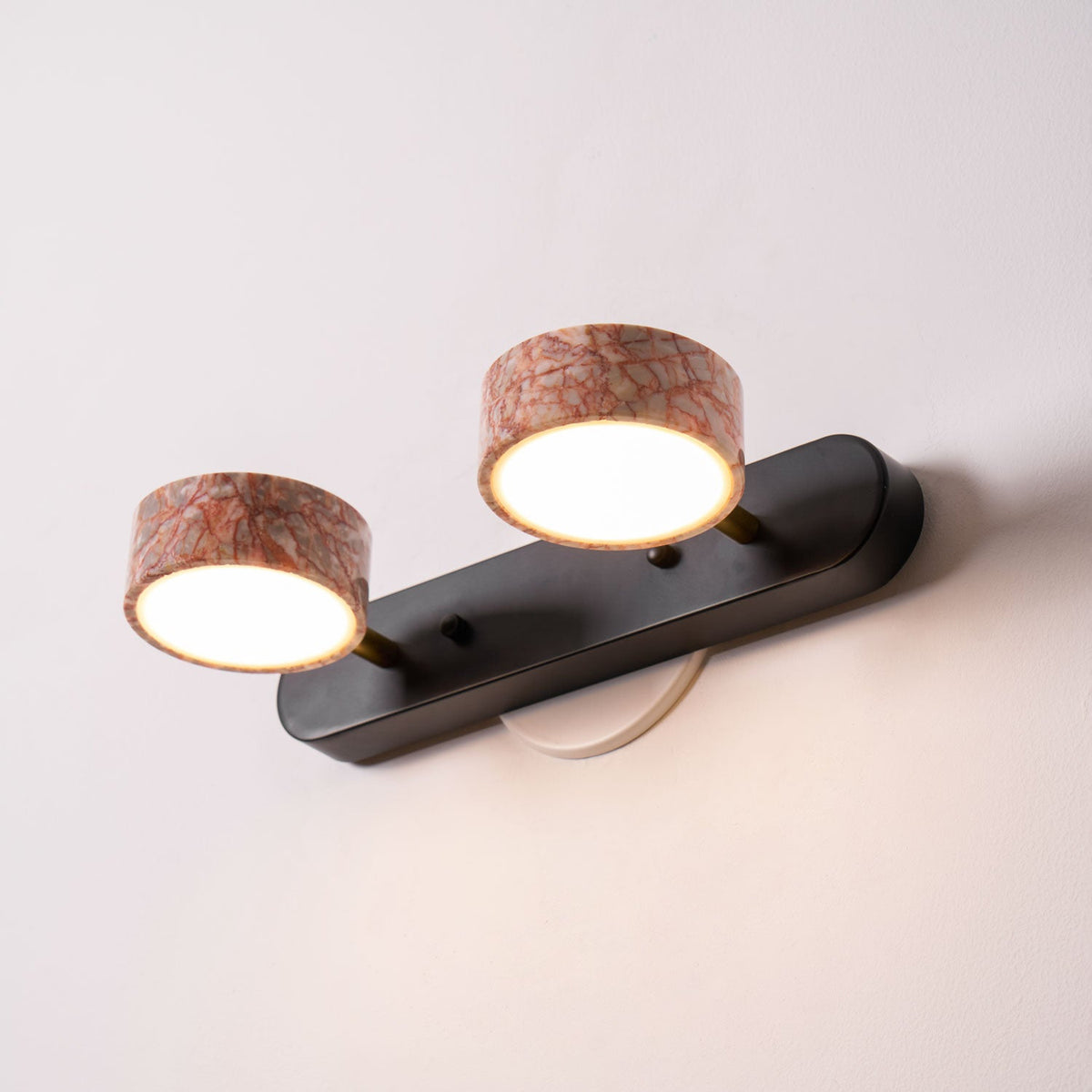 Traviso Trio Wall Sconce in Travertine and Matte Black for Bathroom Vanity