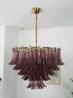 Amethyst Bloom Chandelier — Handcrafted Glass Petal Chandelier in Gold or Nickel