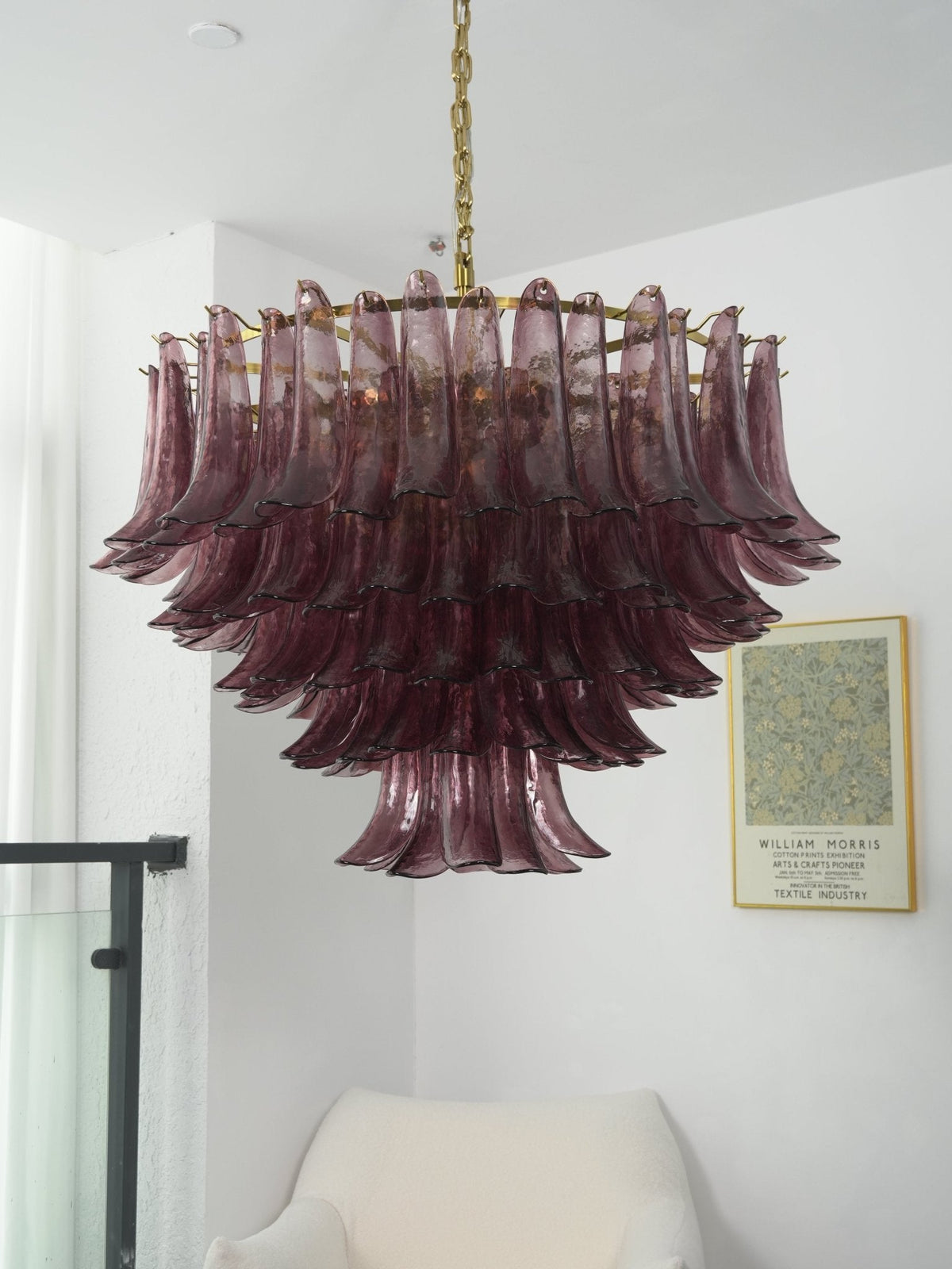 Amethyst Bloom Chandelier — Handcrafted Glass Petal Chandelier in Gold or Nickel