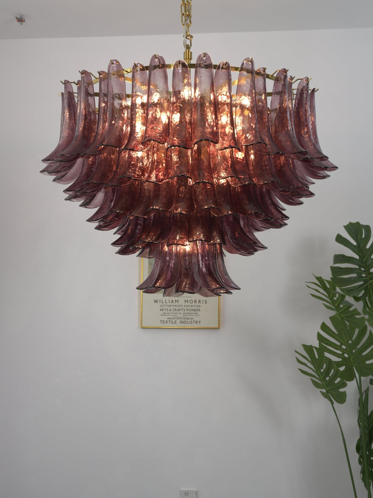 Amethyst Bloom Chandelier — Handcrafted Glass Petal Chandelier in Gold or Nickel