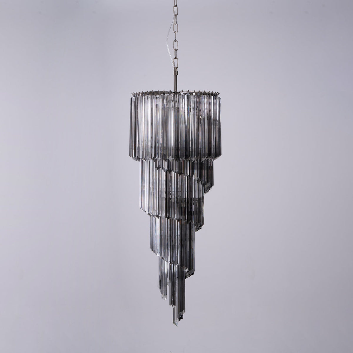 Lucente Noir Spiral Chandelier — Smoked Glass Pendant Light