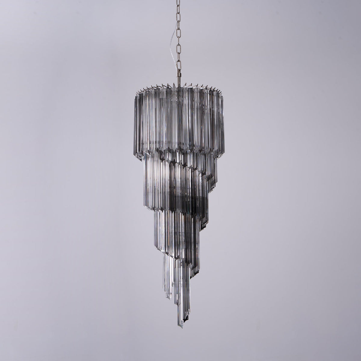 Lucente Noir Spiral Chandelier — Smoked Glass Pendant Light