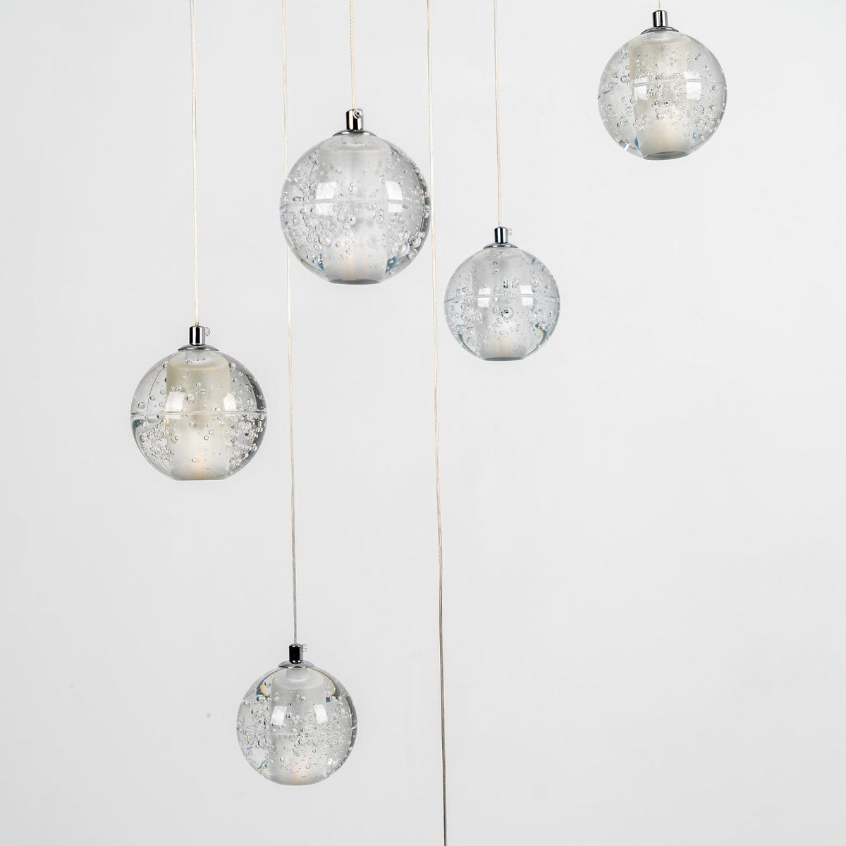 Crystal Ball Pendant Light – Chrome & Clear Glass Chandelier