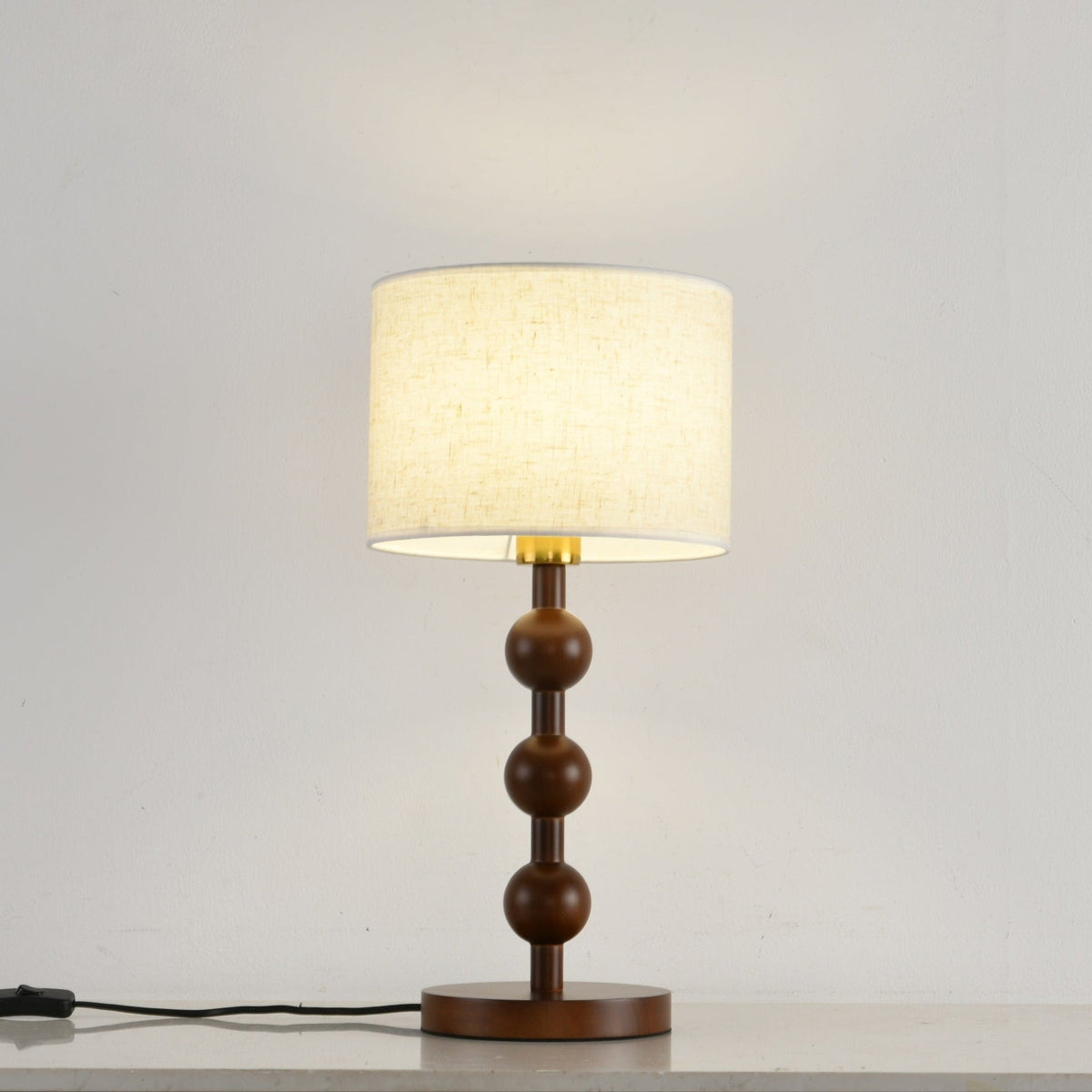 Orba Wooden Table Lamp with Fabric Shade – Modern Sculptural Lighting