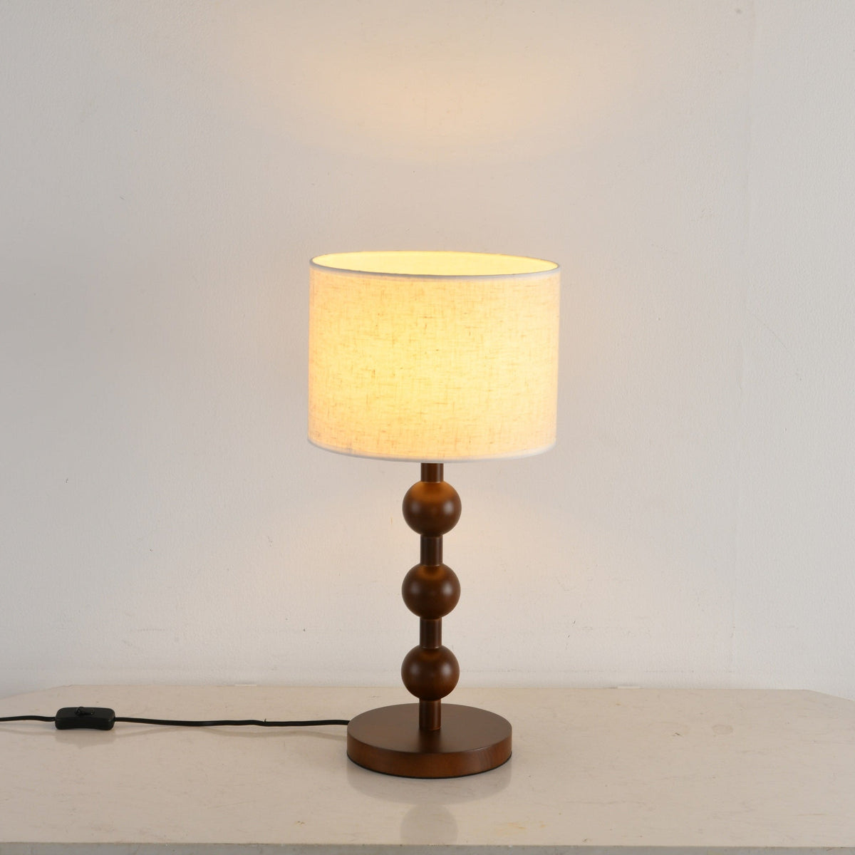 Orba Wooden Table Lamp with Fabric Shade – Modern Sculptural Lighting