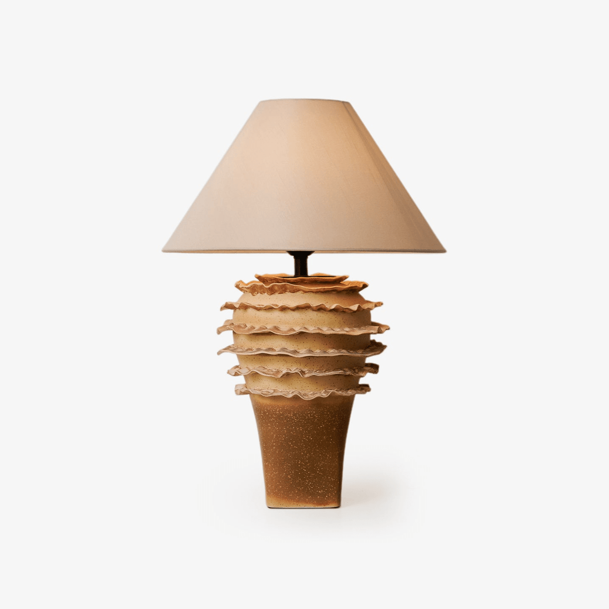 Terrana Sculptural Ceramic Table Lamp with Fabric Shade
