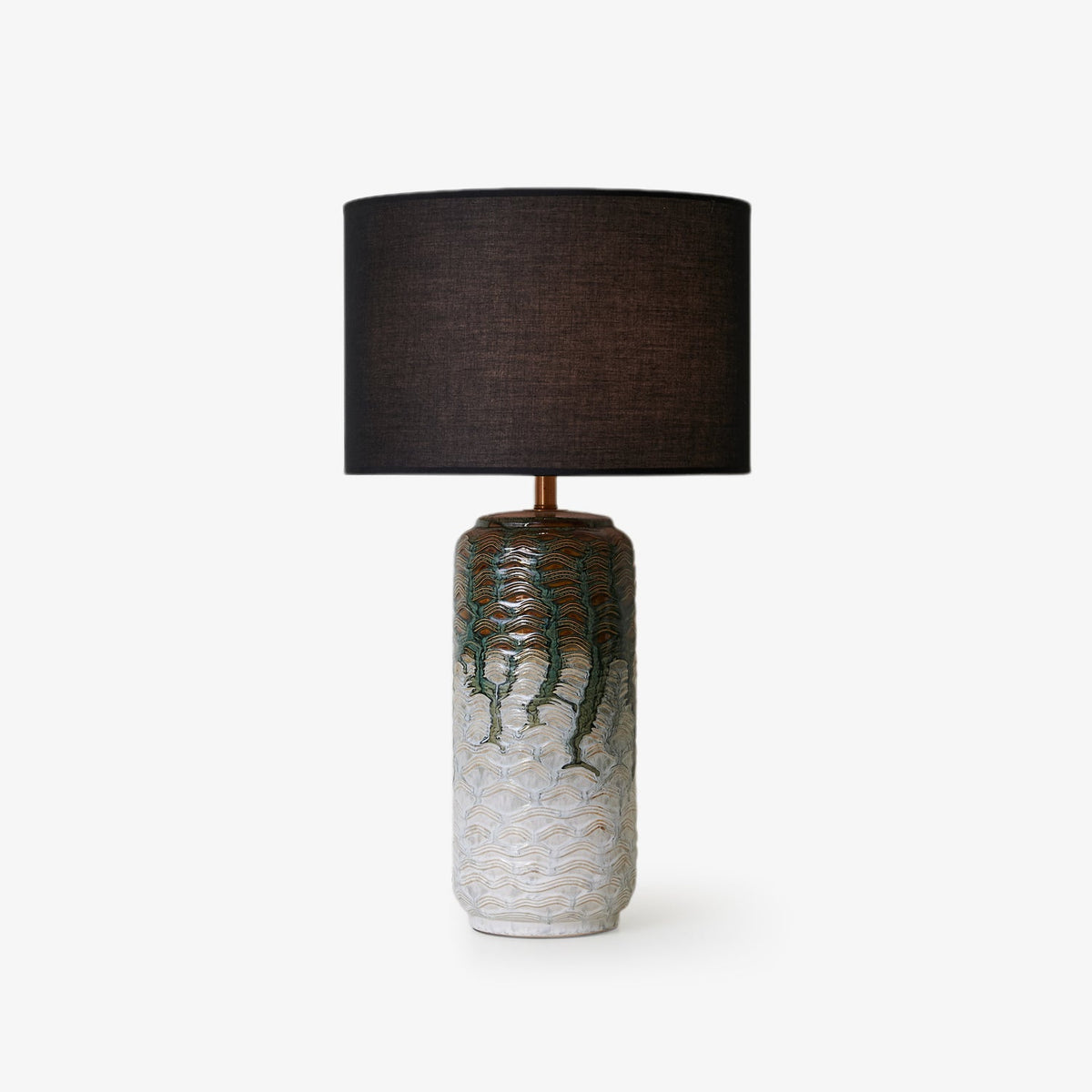 Verde Drip Ceramic Table Lamp with Black Linen Shade