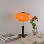 Liora Lantern Table Lamp – Walnut Wood & Amber Glass LED