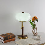 Liora Lantern Table Lamp – Walnut Wood & Amber Glass LED