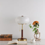 Liora Lantern Table Lamp – Walnut Wood & Amber Glass LED