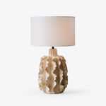 Rippled Ceramic Table Lamp with Fabric Shade for Living Room & Bedroom