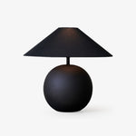 Obsidian Sphere Ceramic Table Lamp with Fabric Shade
