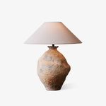 Duna Sculptural Ceramic Table Lamp with Linen Shade for Bedroom & Living Room