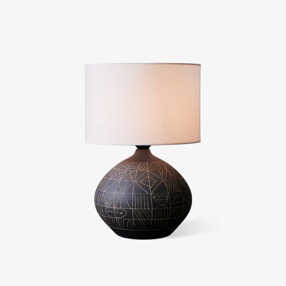Lunari Etch Ceramic Table Lamp with Drum Shade