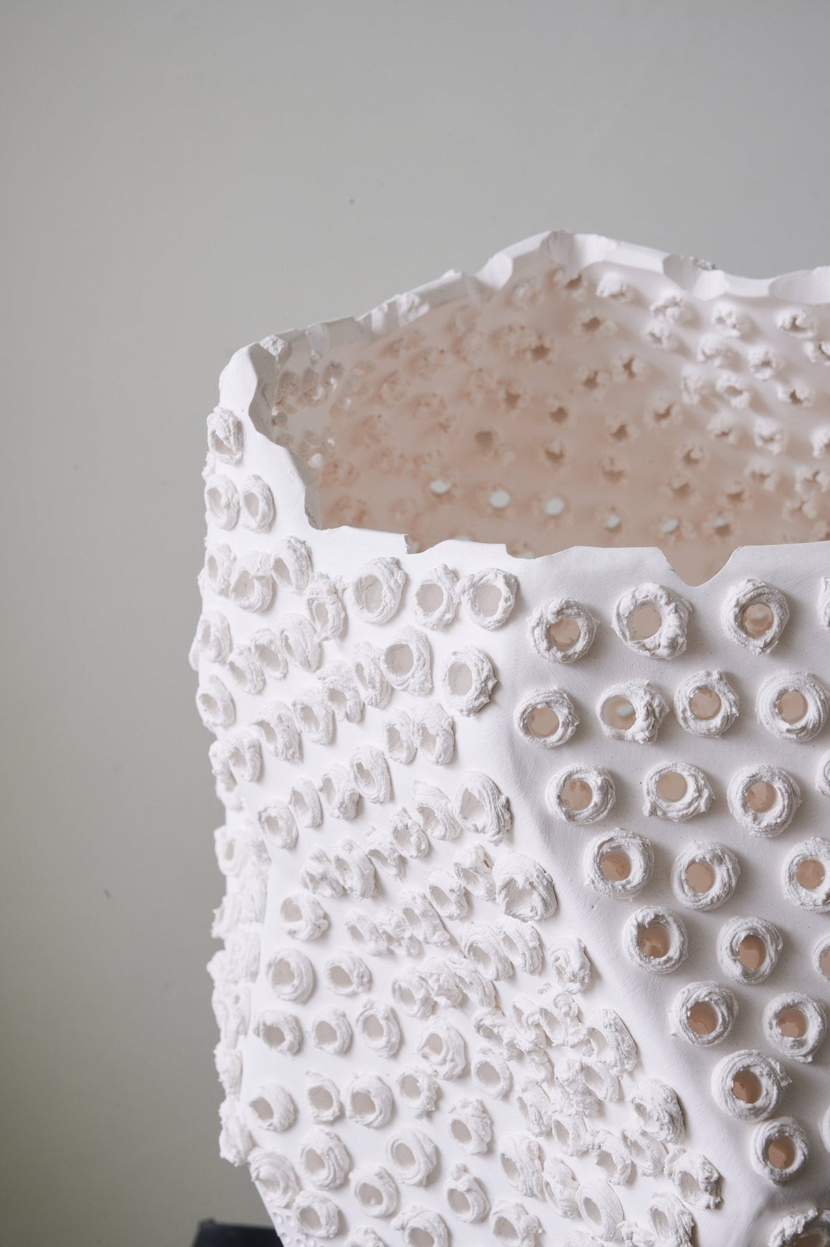 Urchin Sculptural Ceramic Table Lamp with Linen Shade