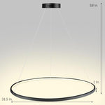 Round Geometric 30 Watt Single Ring Integrated Led Modern Bedroom Pendant