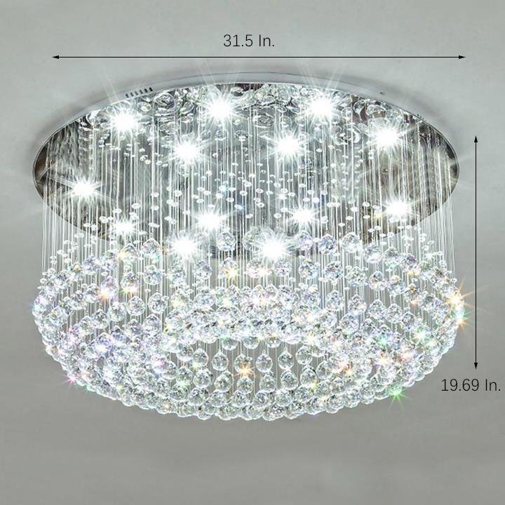 Glass Cicles Crystal Led Chandelier Drum Flush Mount Chandelier