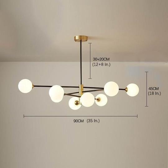 Aurelia Eight-Light Globe Pendant in Black and Gold