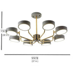 8 Light Tasking Chandelier Fixed 24 Height 3000K 5400K